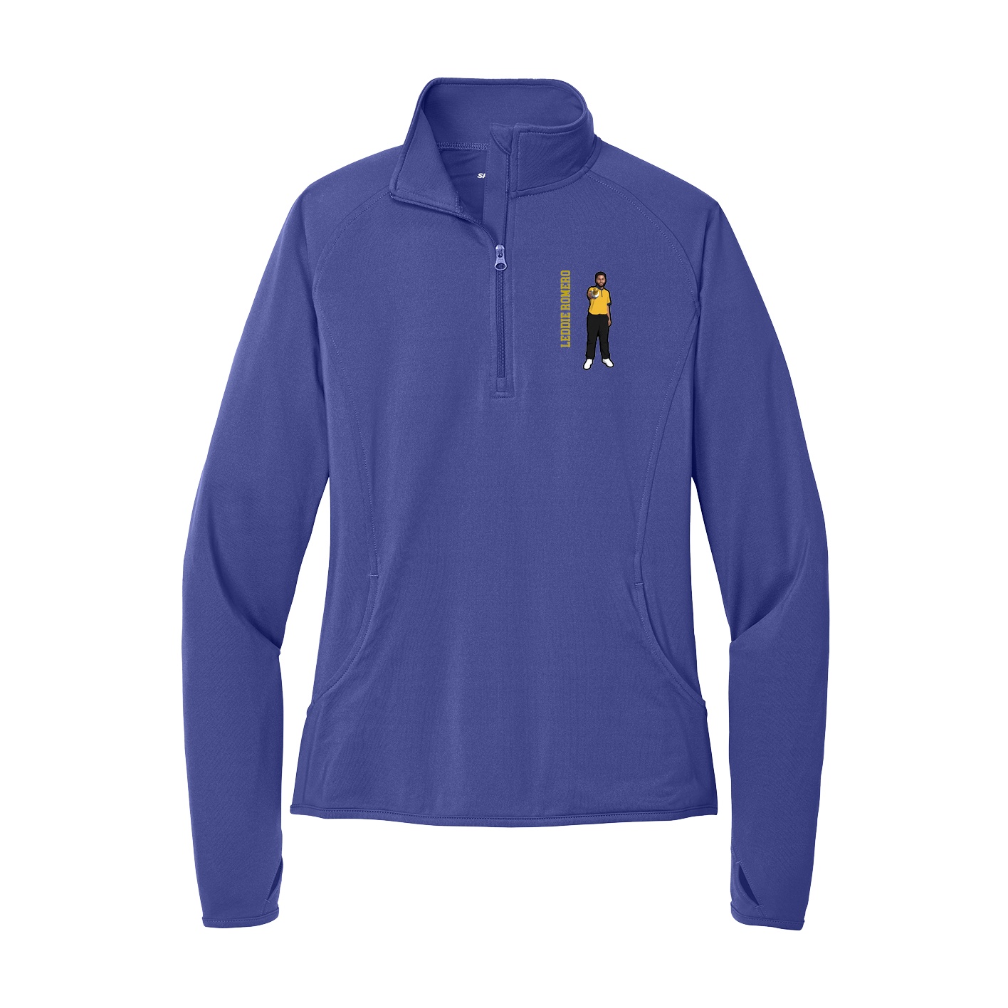 Women's Q-Zip Pullover — Name Vertical in Purple