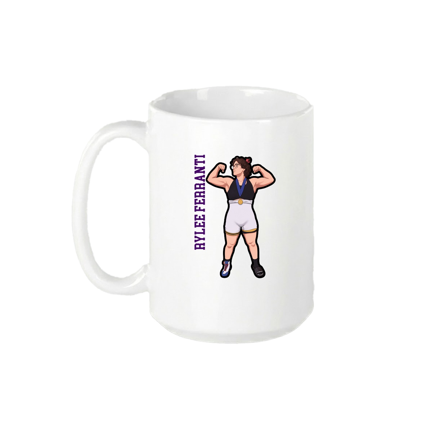 15oz Coffee Mug — Name Vertical in White