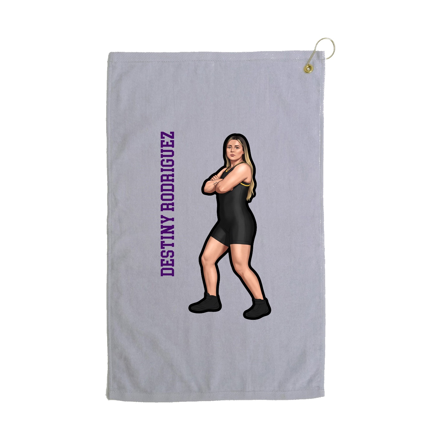 Golf Towel — Name Vertical in Grey