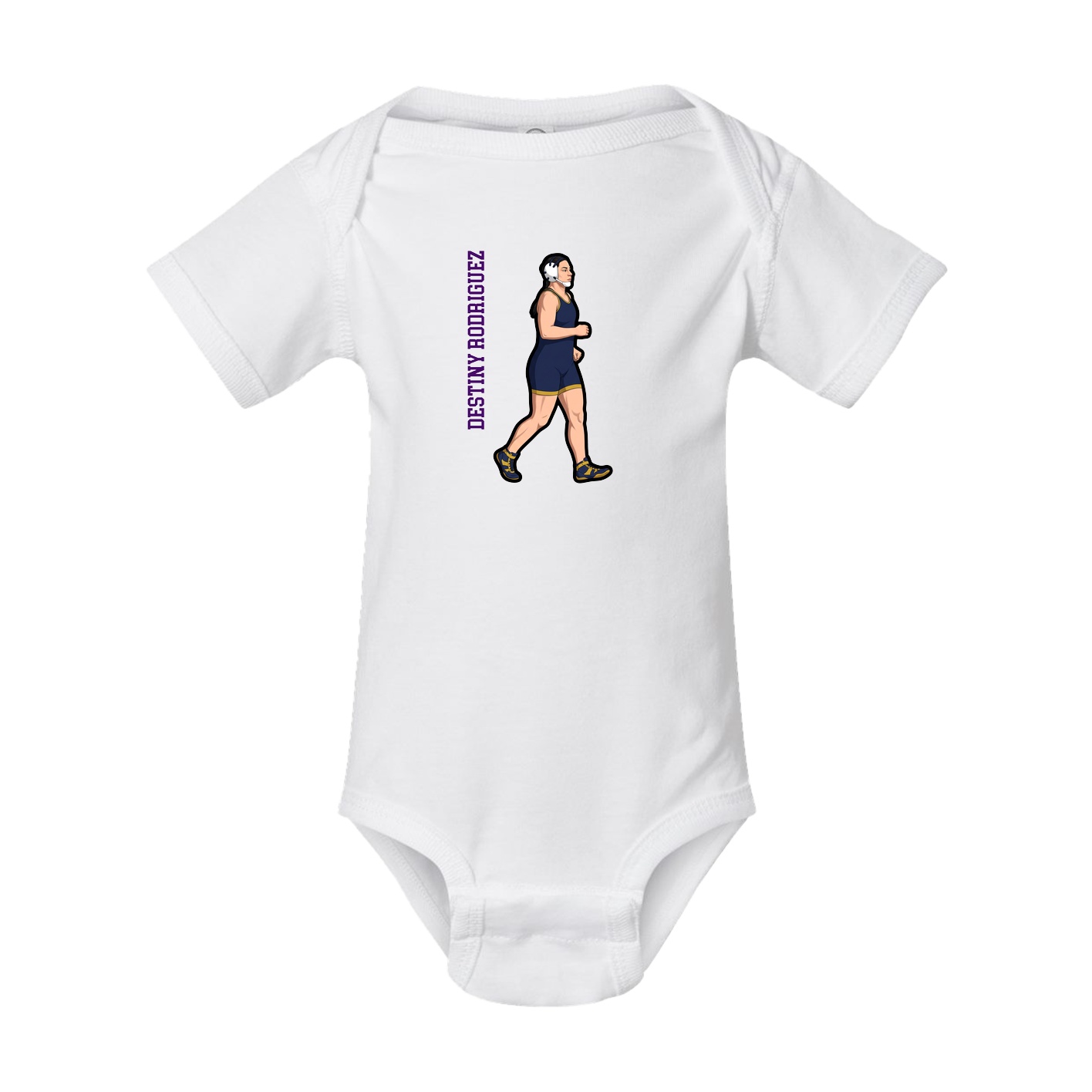 Baby Onesie — Name Vertical in White