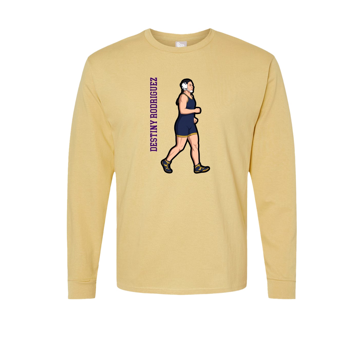 Long Sleeve Tee — Name Vertical in Vegas Gold