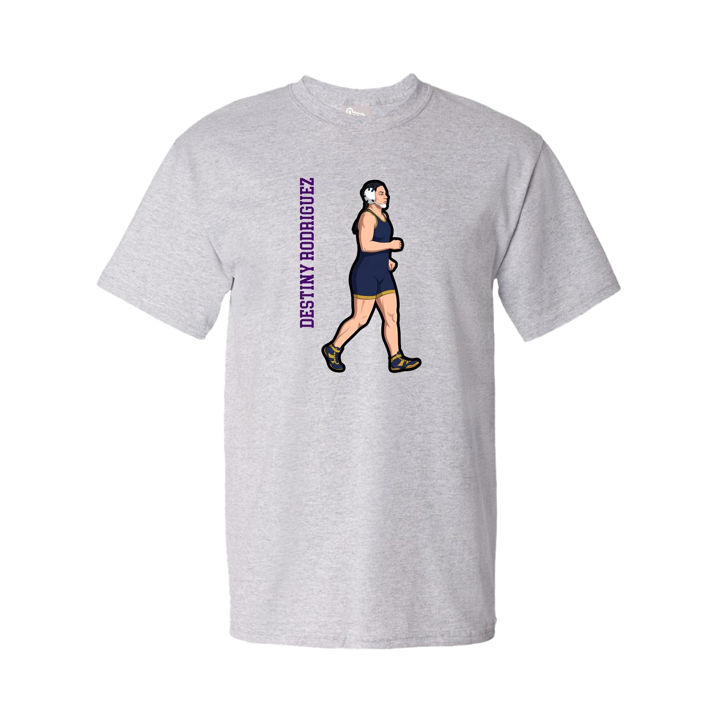 Youth Tee — Name Vertical in Grey