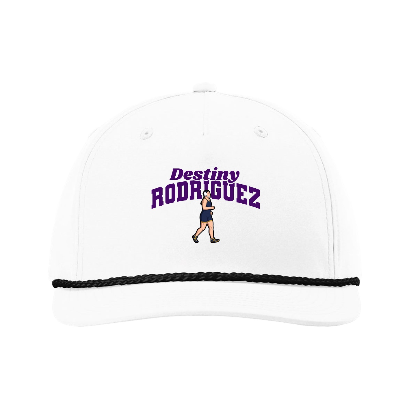 Five-Panel Classic Rope Cap — Signature Arch in White