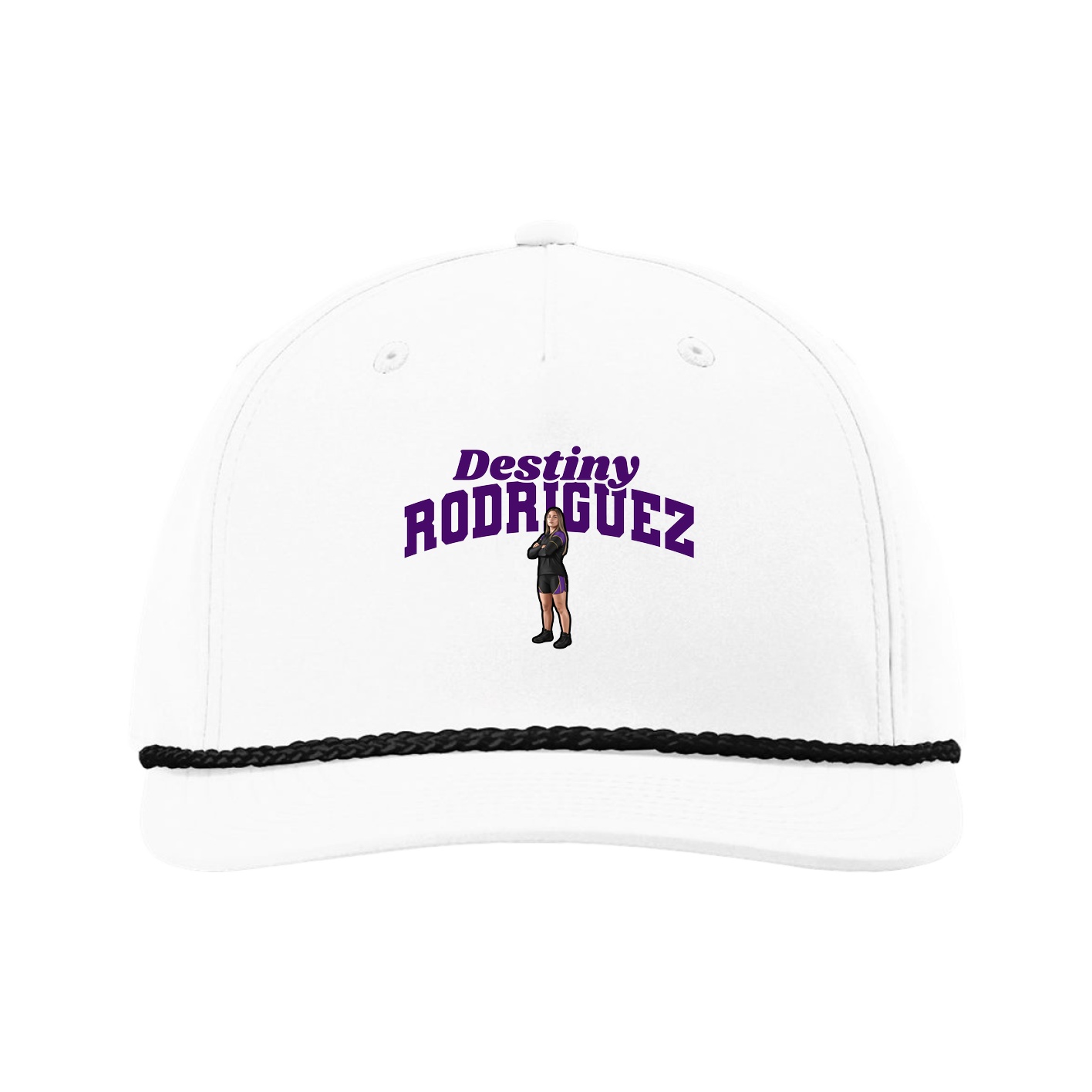 Five-Panel Classic Rope Cap — Signature Arch in White