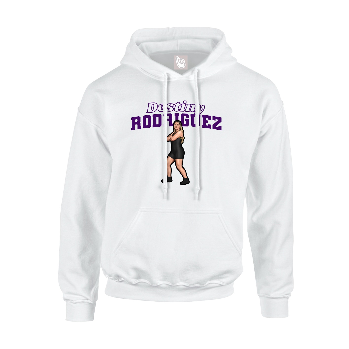 Youth Hoodie — Name Arch in White