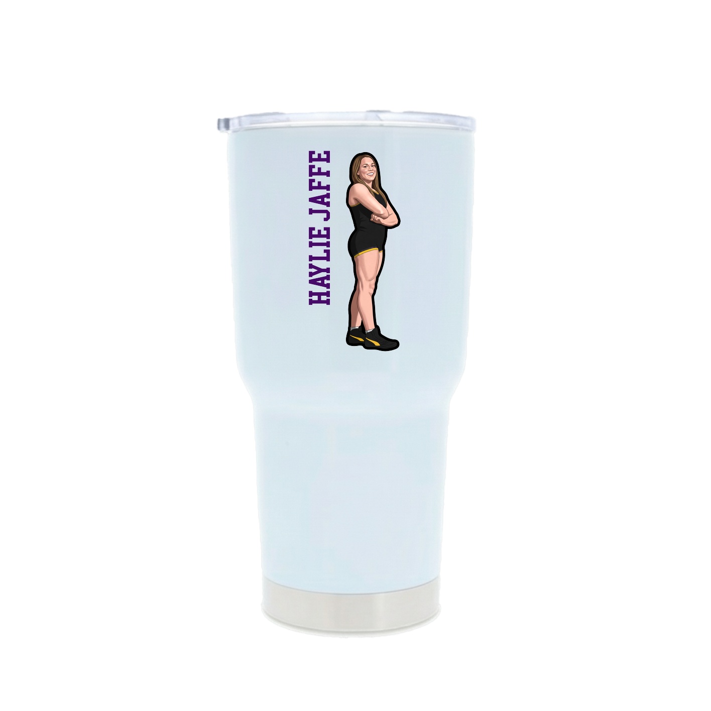 30oz Stainless Steel Tumbler — Name Vertical in White