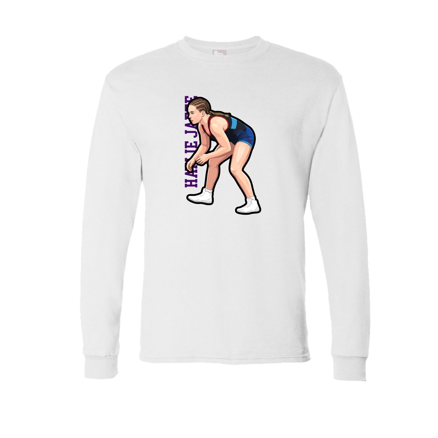 Long Sleeve Tee — Name Vertical in White