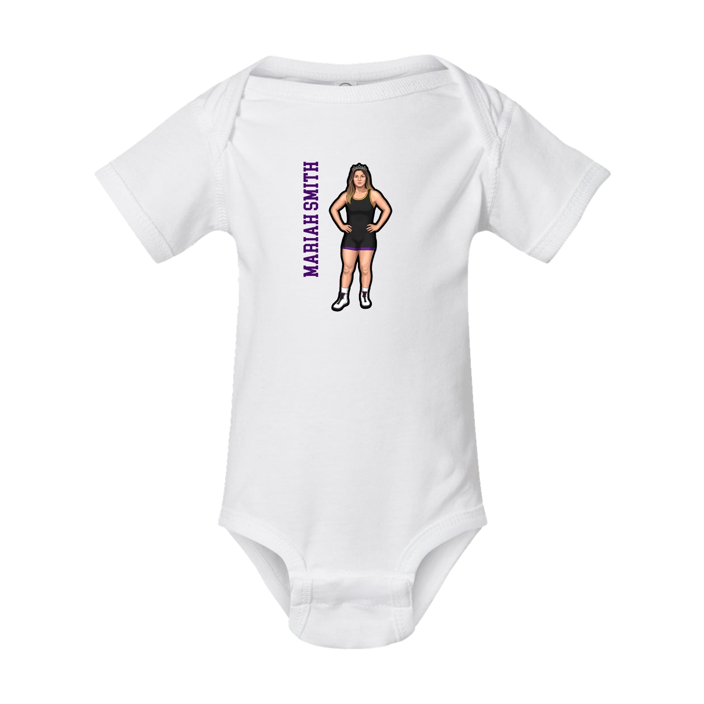 Baby Onesie — Name Vertical in White