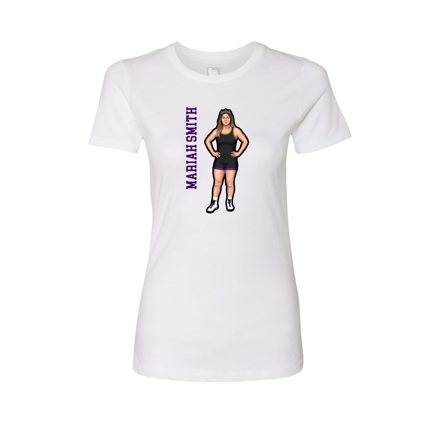 Fitted Women's Tee — Name Vertical in White