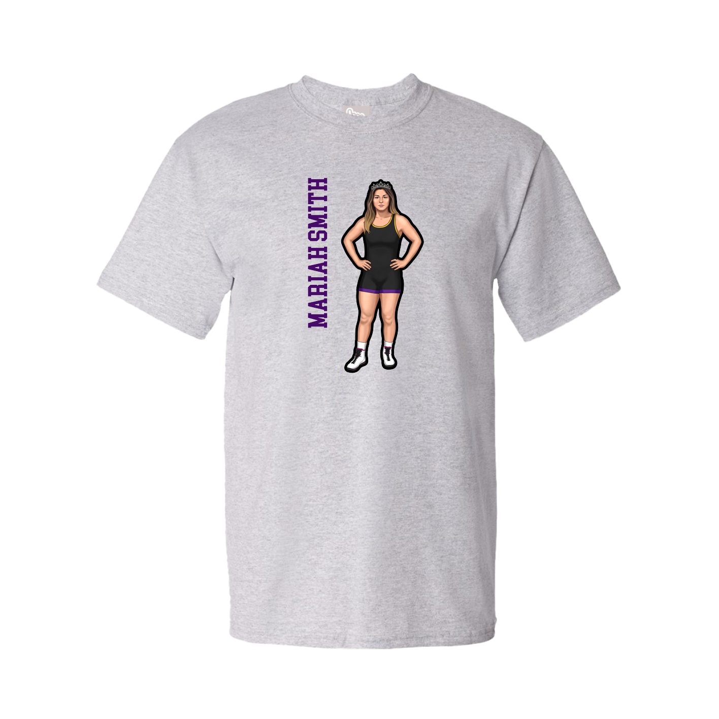 Youth Tee — Name Vertical in Grey