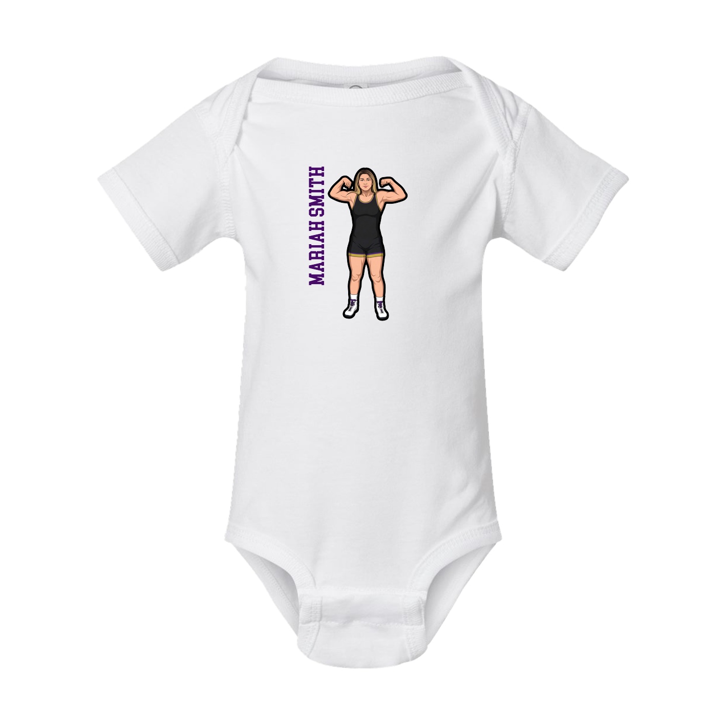 Baby Onesie — Name Vertical in White