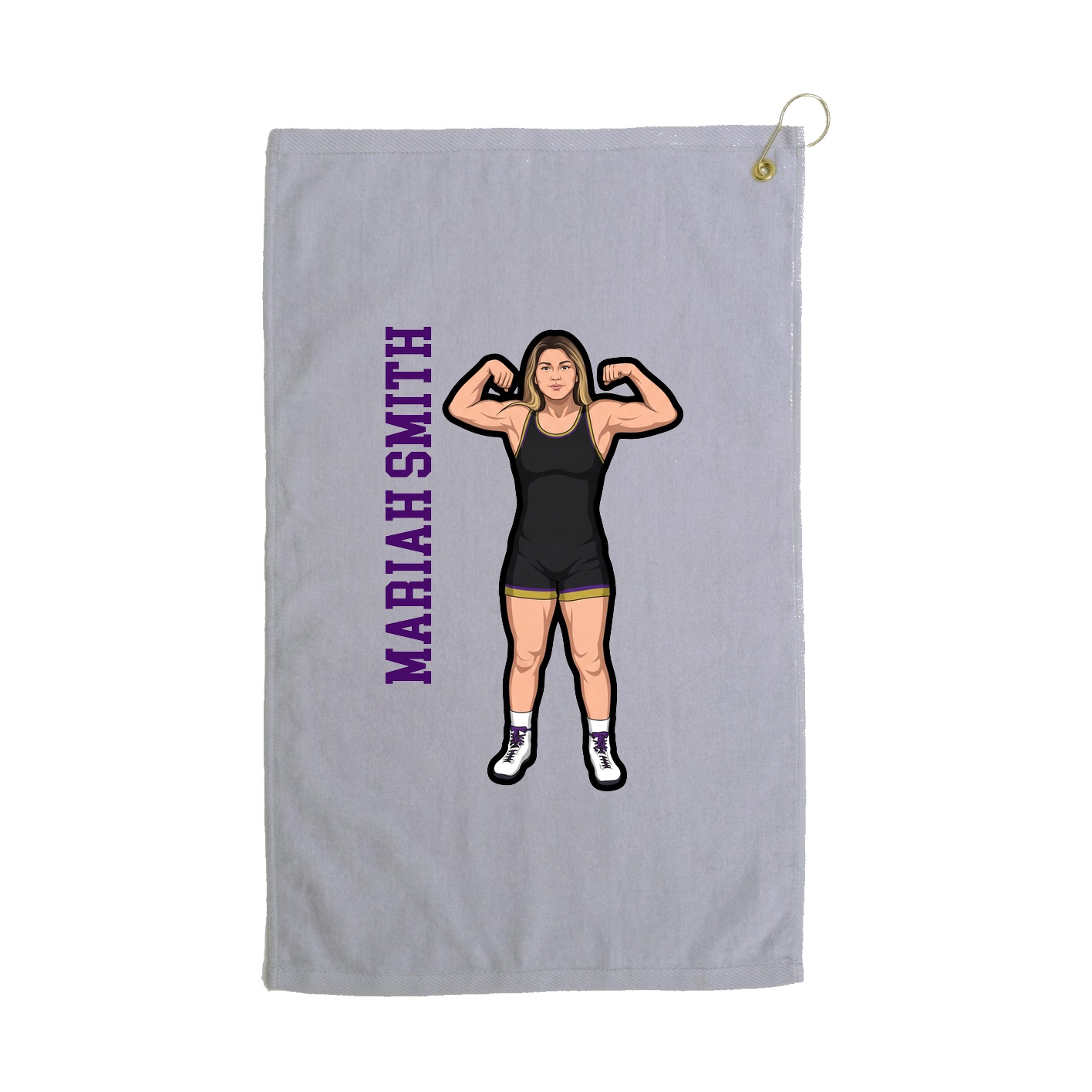 Golf Towel — Name Vertical in Grey