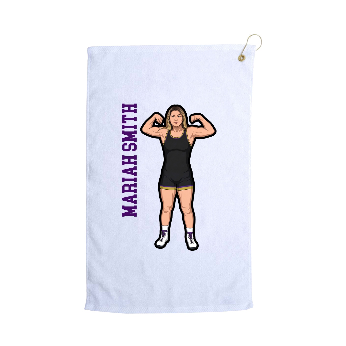 Golf Towel — Name Vertical in White