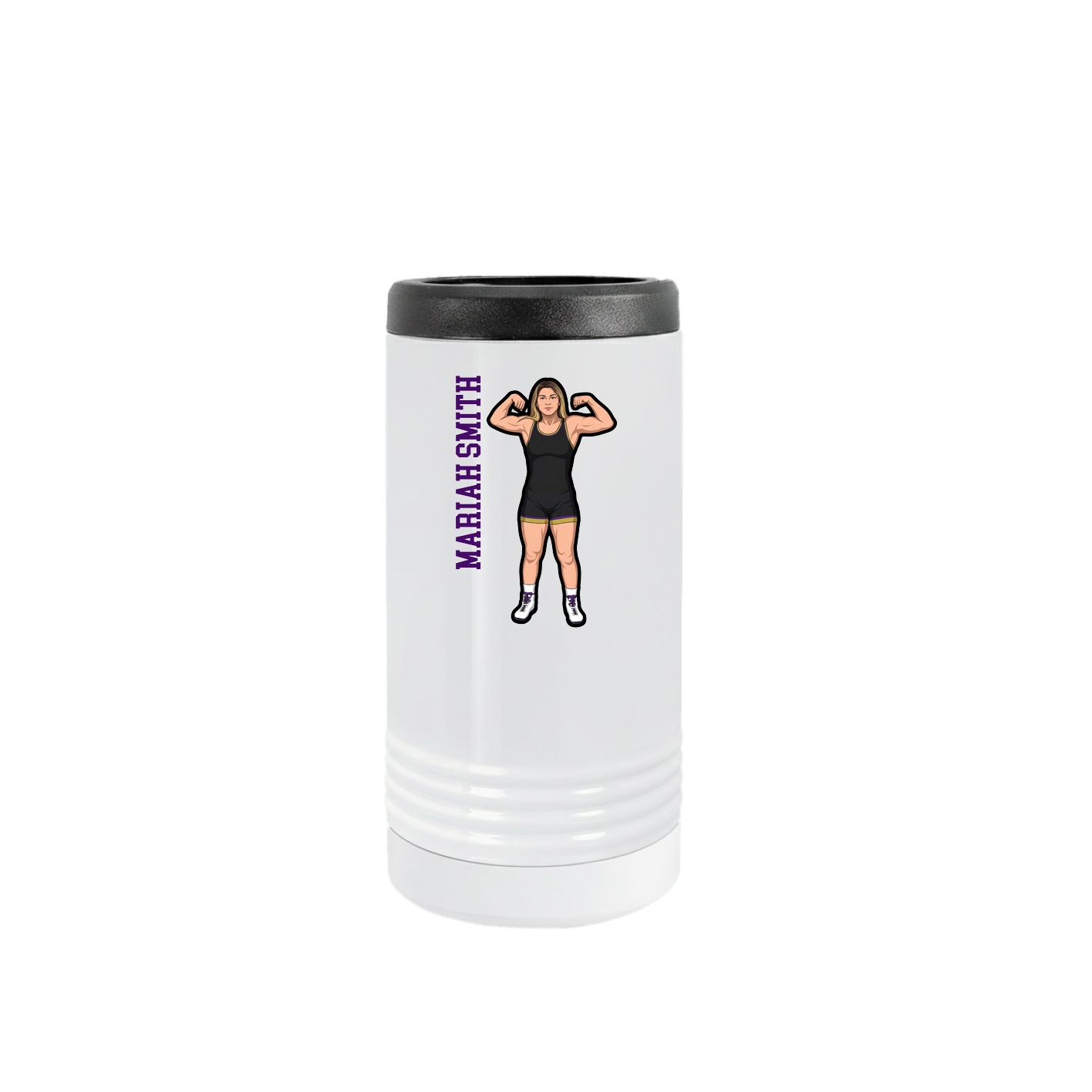 Slim Beverage Holder — Name Vertical in White