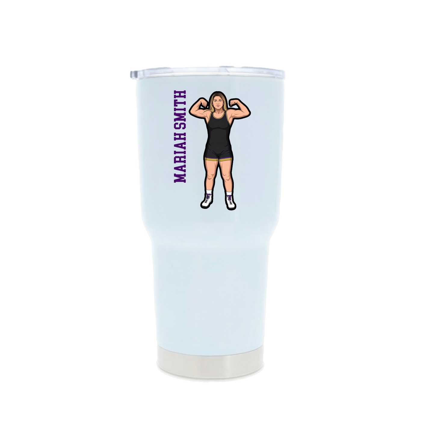 30oz Stainless Steel Tumbler — Name Vertical in White