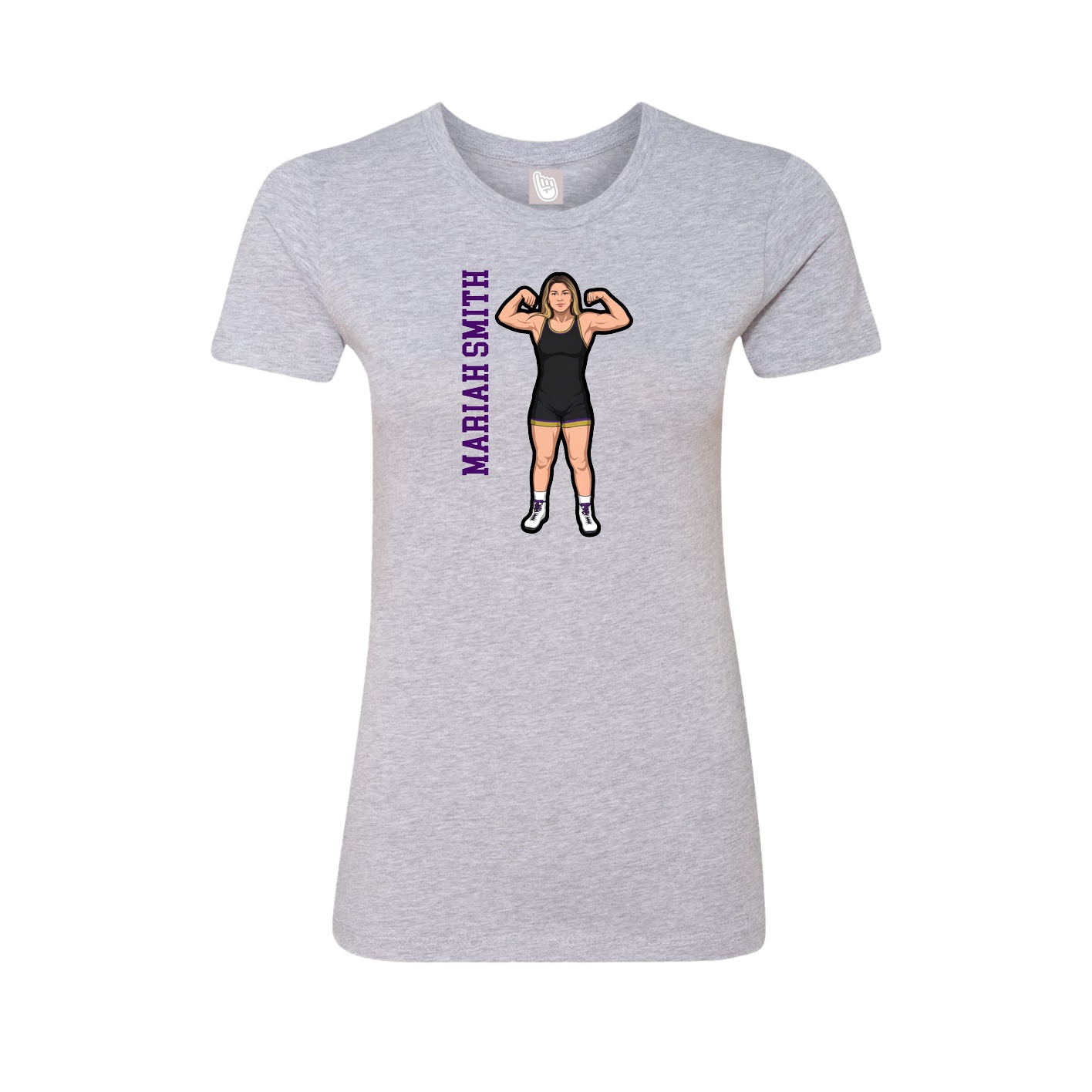 Womens Tee — Name Vertical in Grey