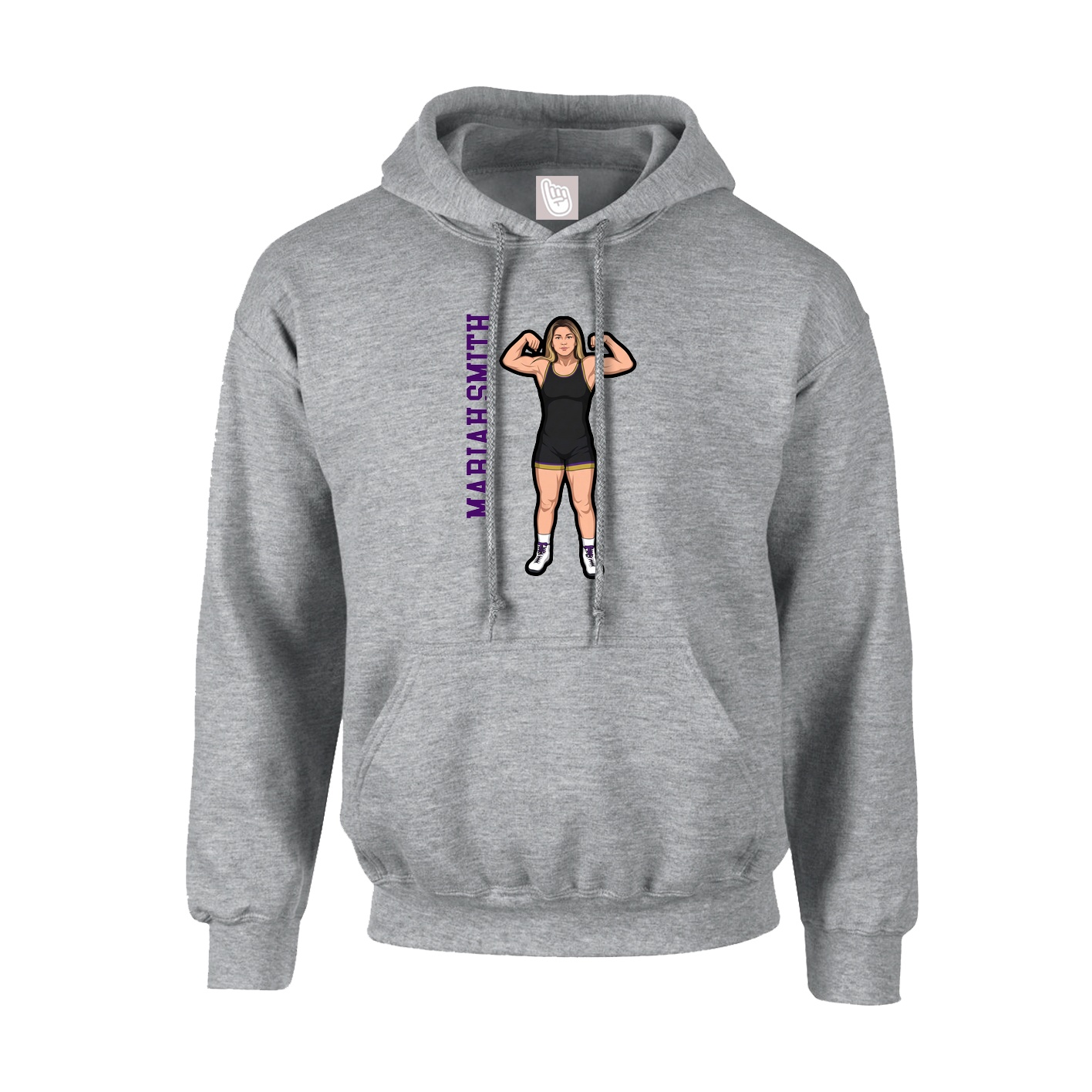 Hoodie — Name Vertical in Grey