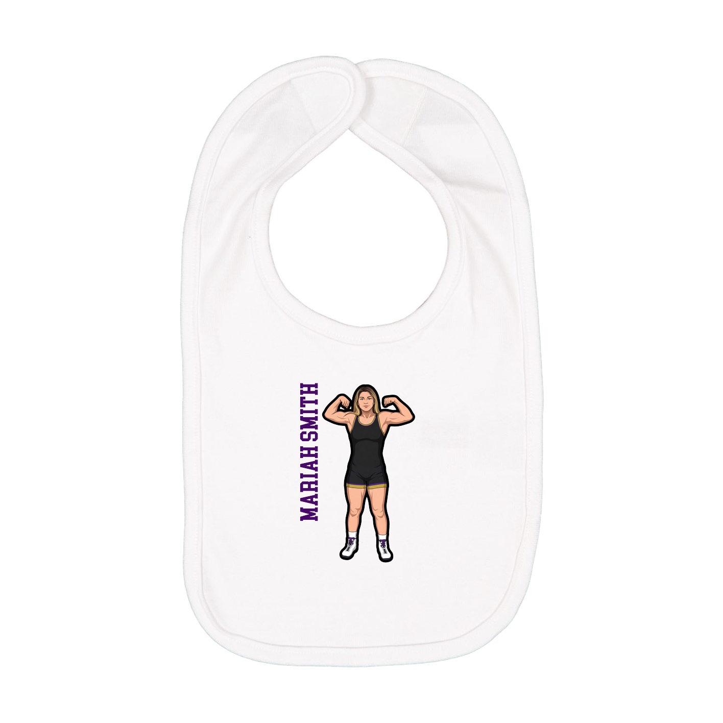 Infant Bib — Name Vertical in White