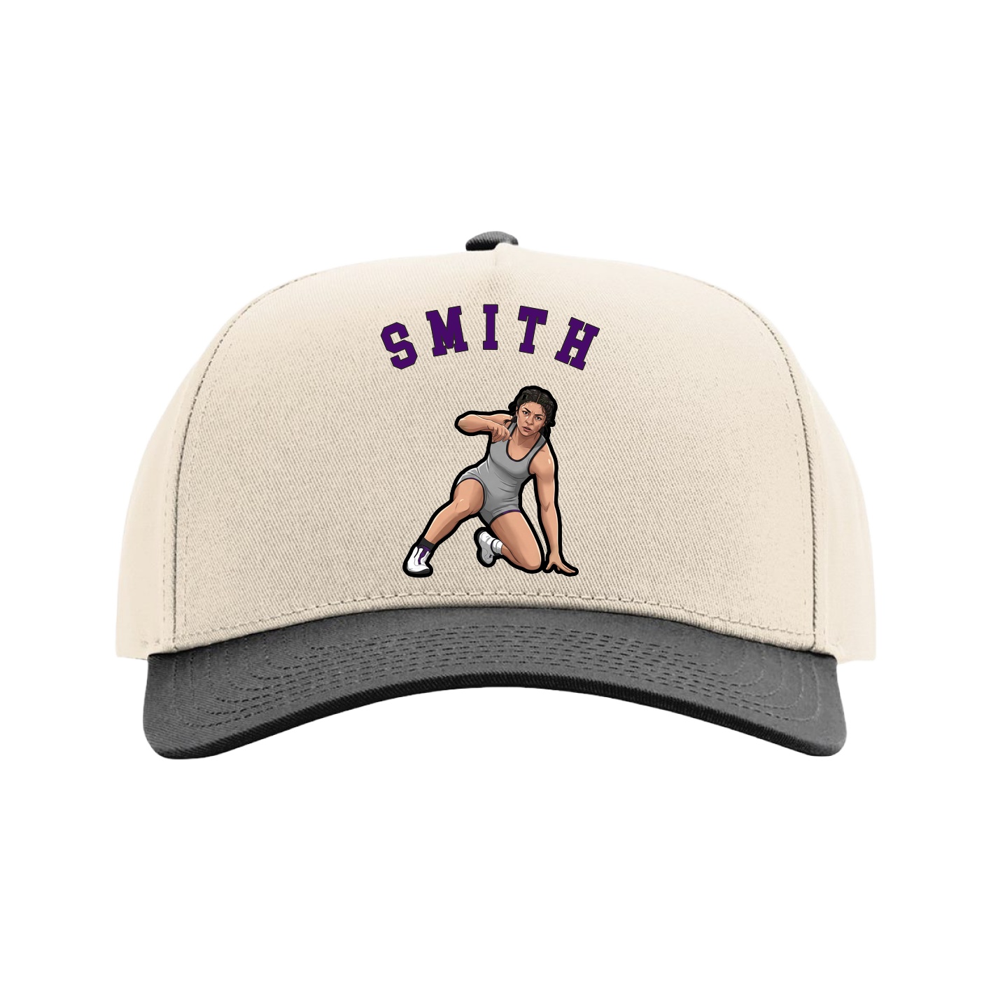 Full Fabric Five-Panel Champ Cap — Shirsey Arch in Cream/Black