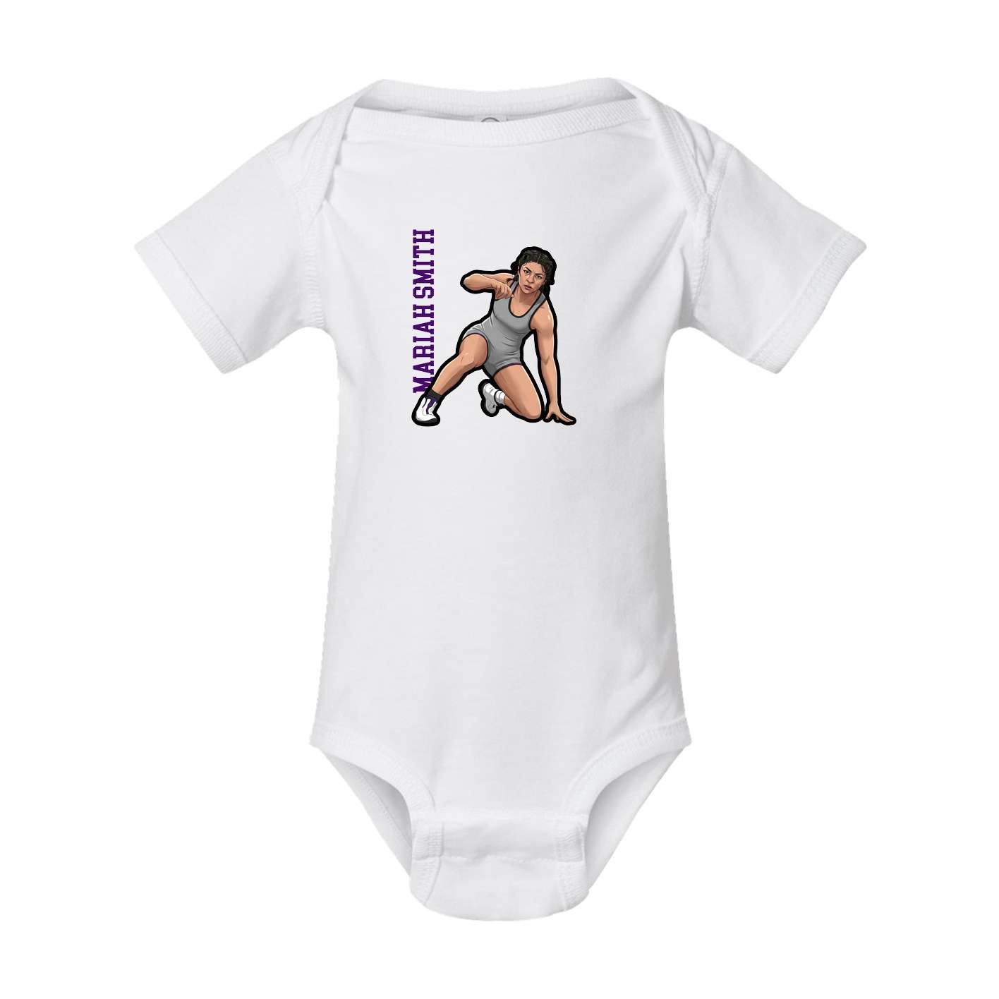 Baby Onesie — Name Vertical in White