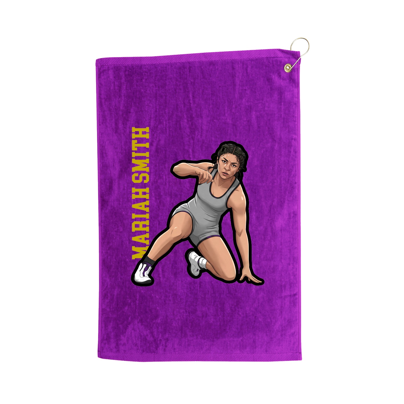 Golf Towel — Name Vertical in Purple