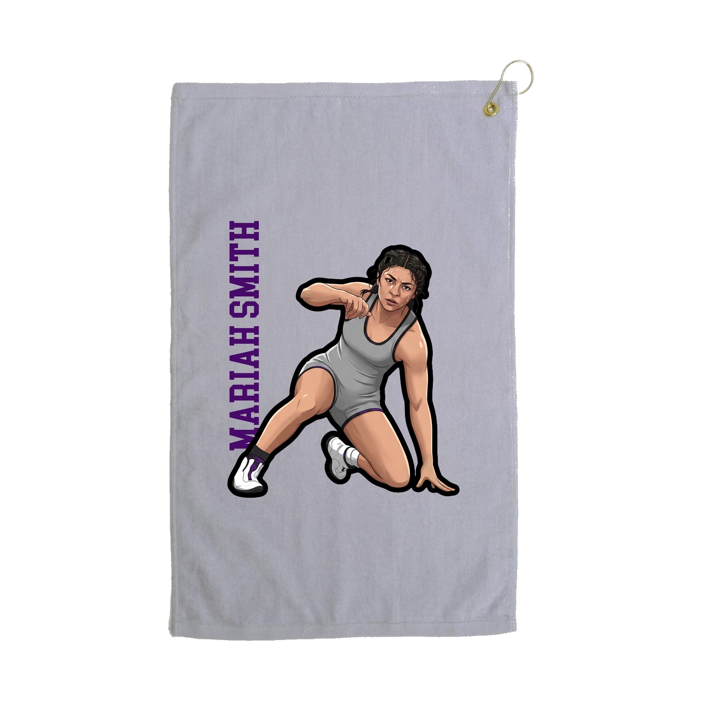 Golf Towel — Name Vertical in Grey