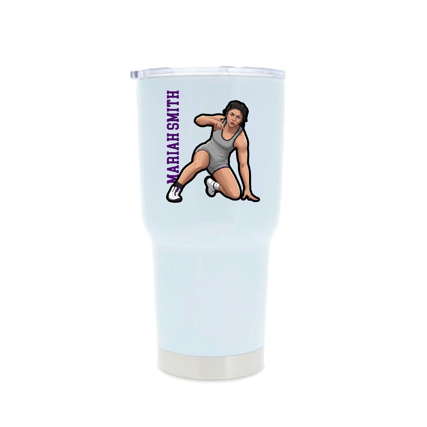 30oz Stainless Steel Tumbler — Name Vertical in White