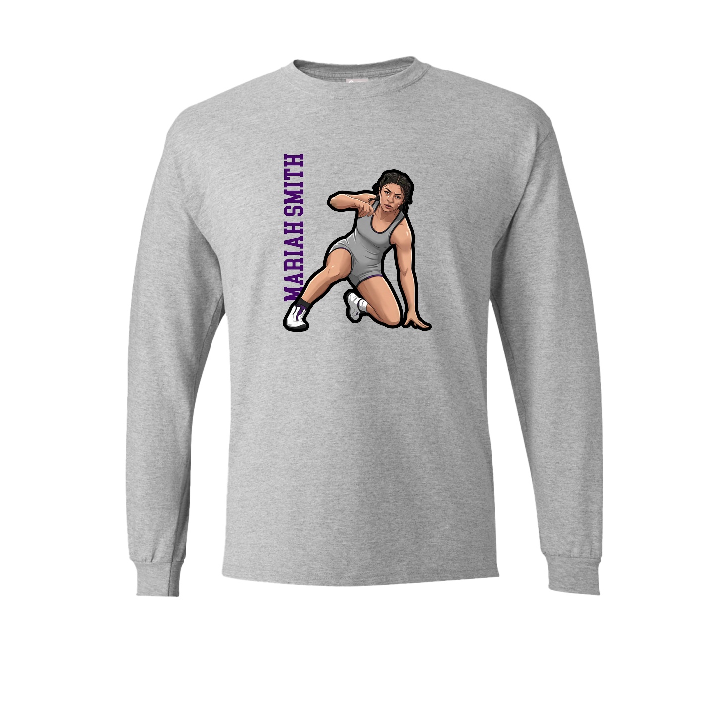 Long Sleeve Tee — Name Vertical in Grey