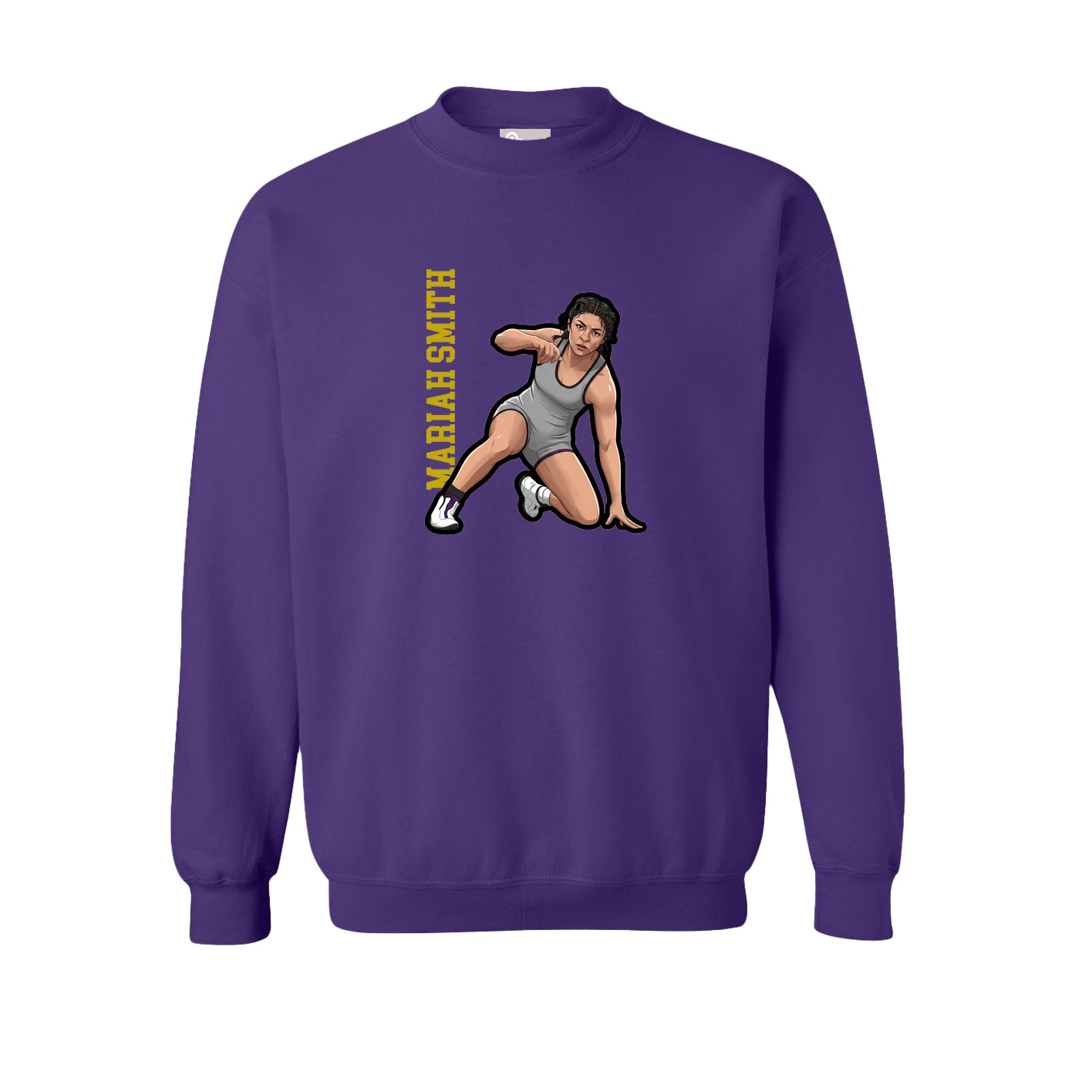 Fleece Crew — Name Vertical in Purple