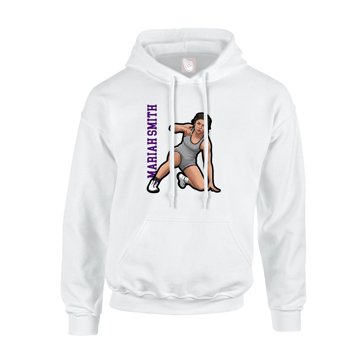 Youth Hoodie — Name Vertical in White