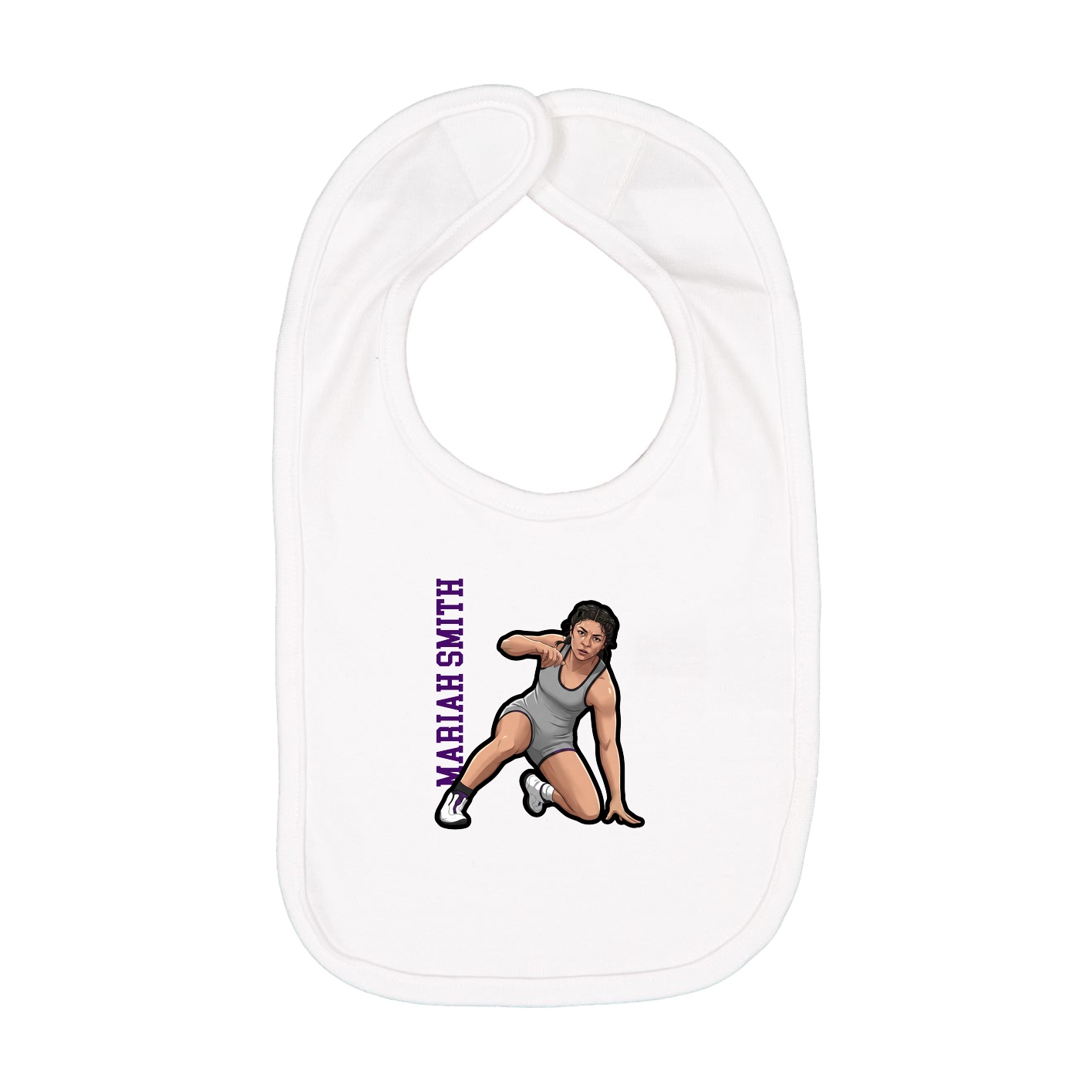 Infant Bib — Name Vertical in White
