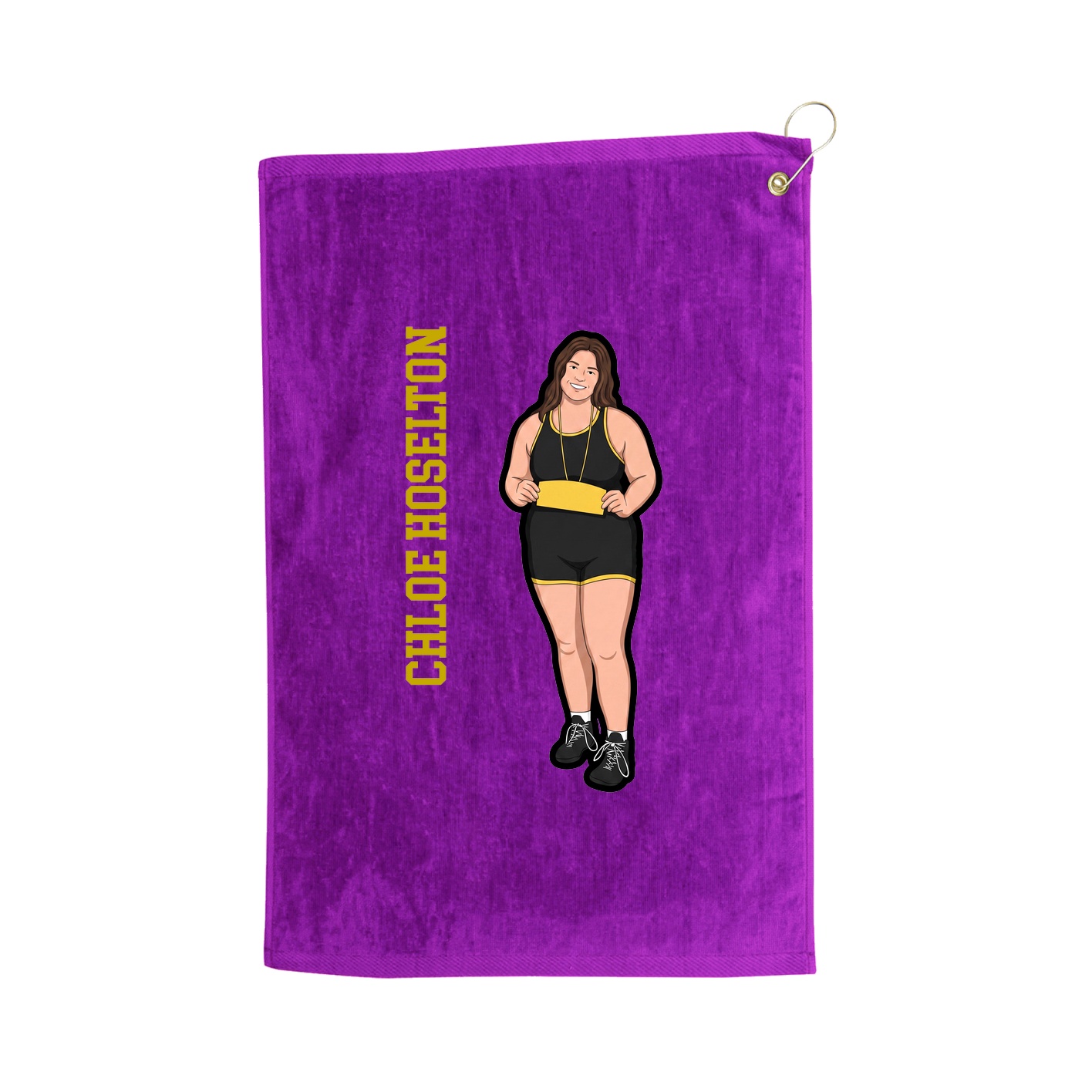 Golf Towel — Name Vertical in Purple