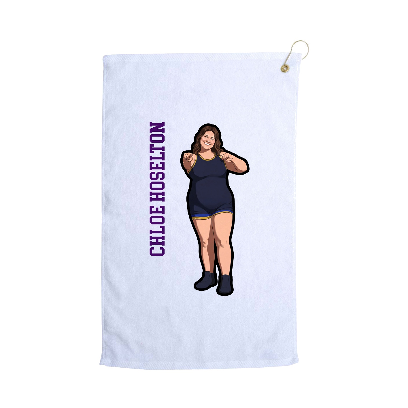 Golf Towel — Name Vertical in White