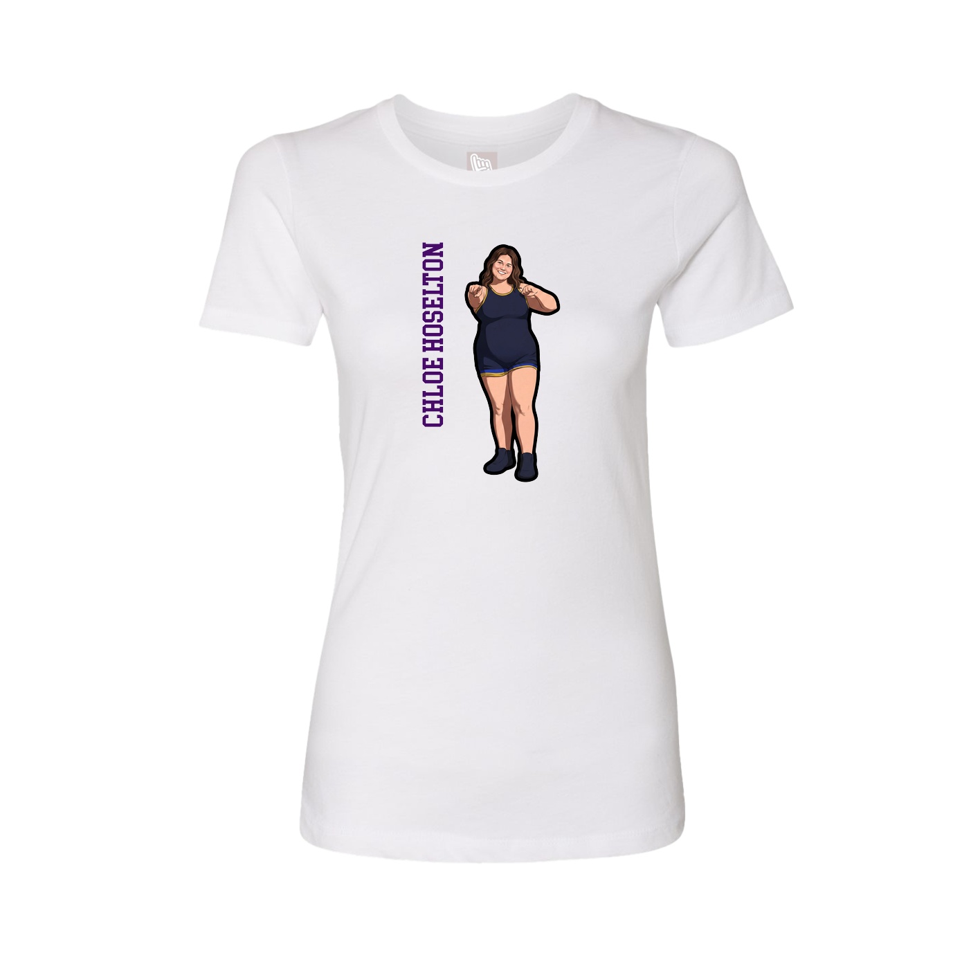 Fitted Women's Tee — Name Vertical in White