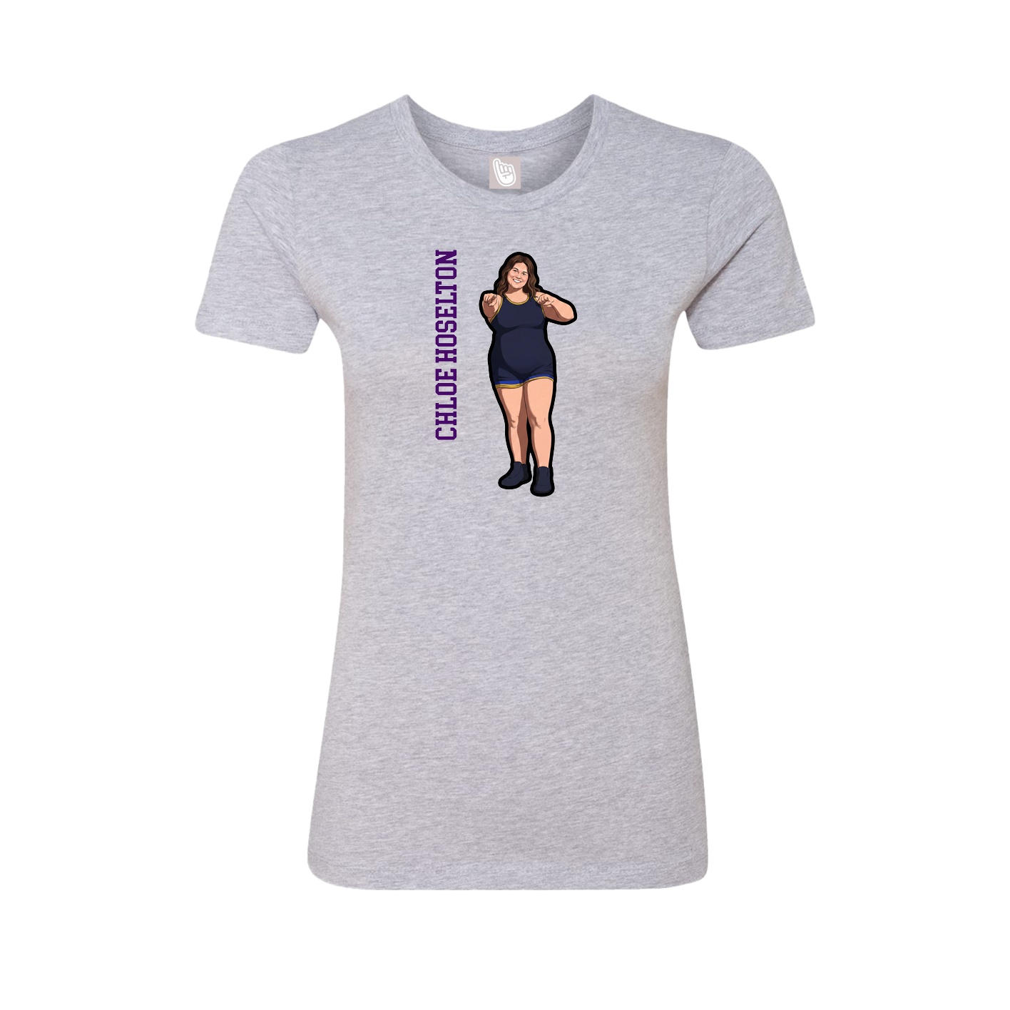 Womens Tee — Name Vertical in Grey