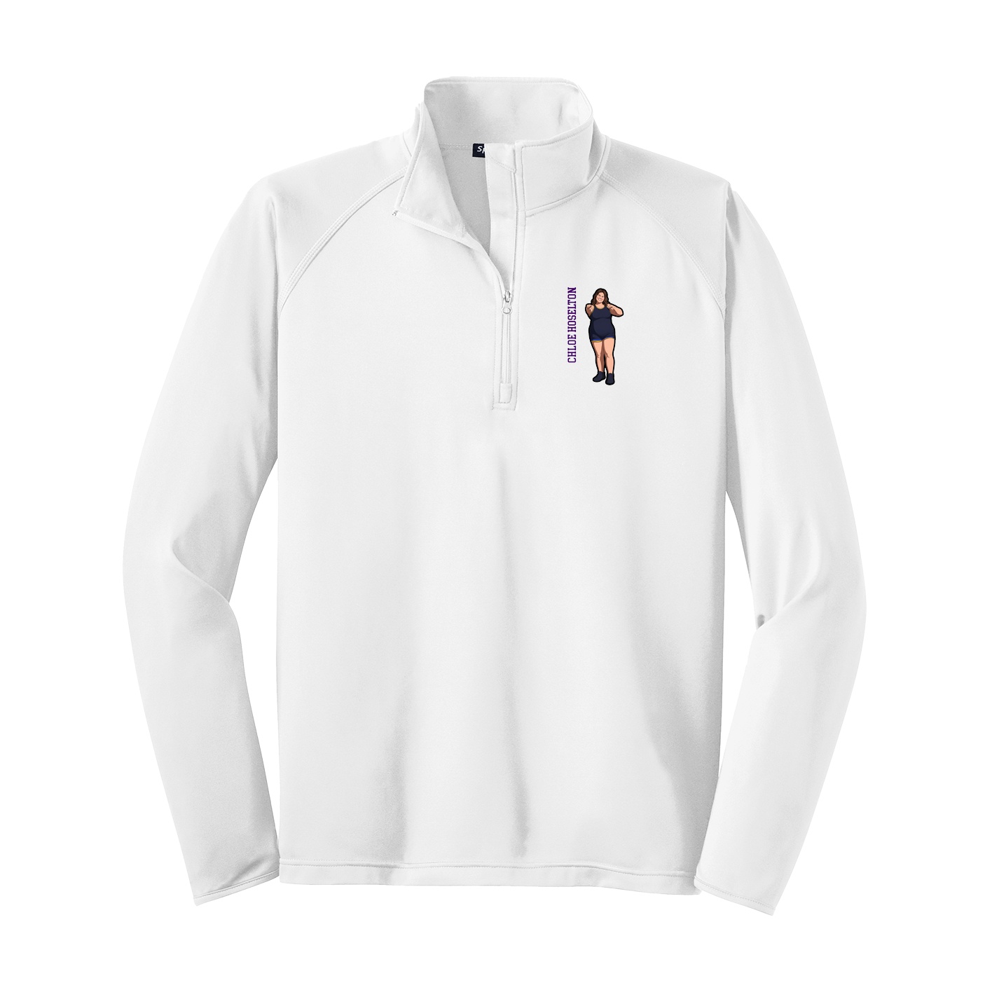 Q-Zip Pullover — Name Vertical in White