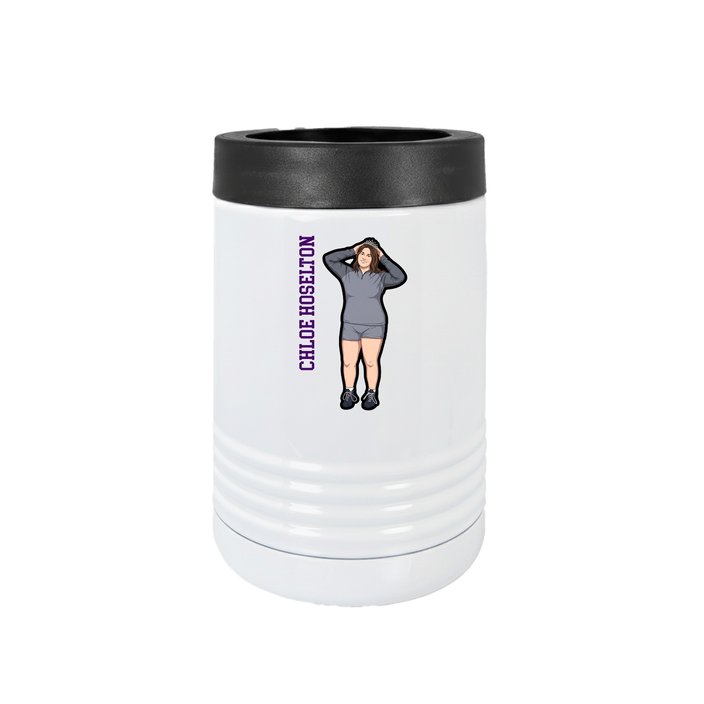 Beverage Holder — Name Vertical in White
