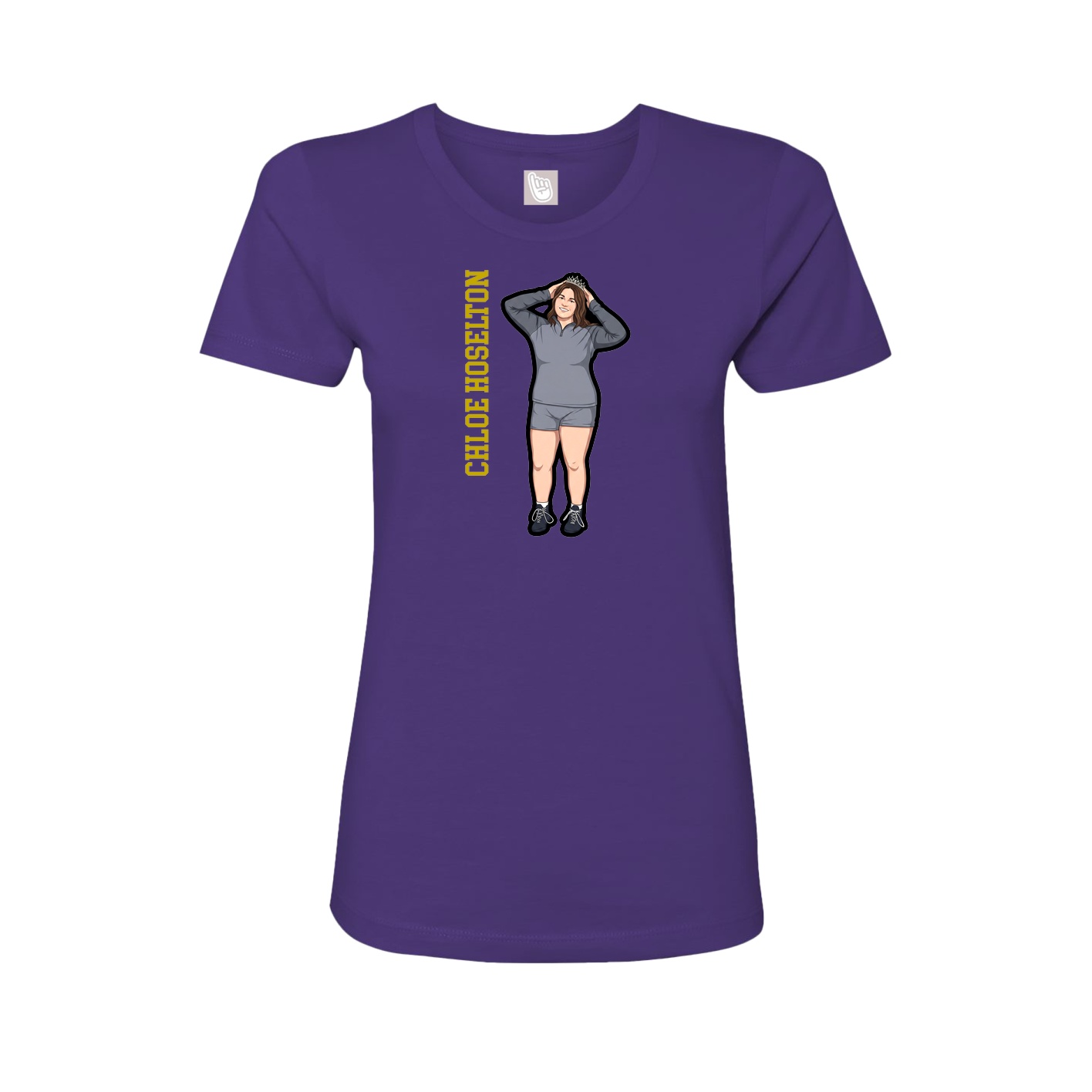 Womens Tee — Name Vertical in Purple