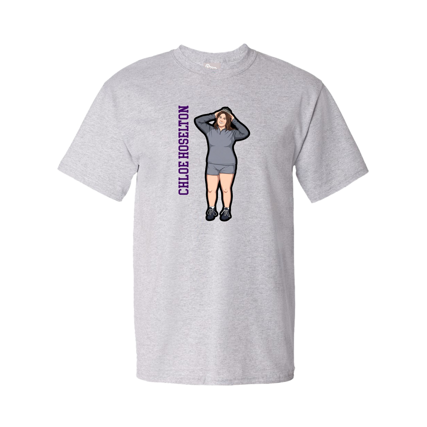 Youth Tee — Name Vertical in Grey