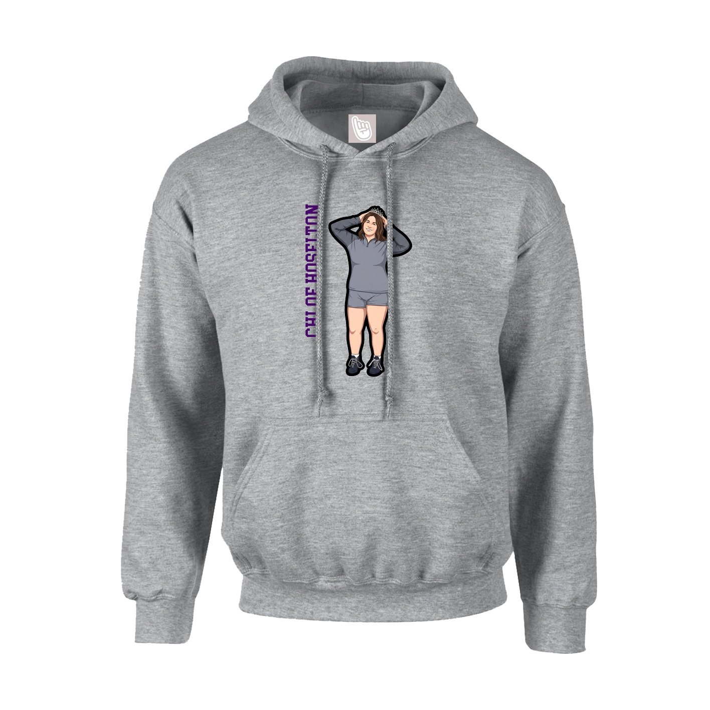 Hoodie — Name Vertical in Grey