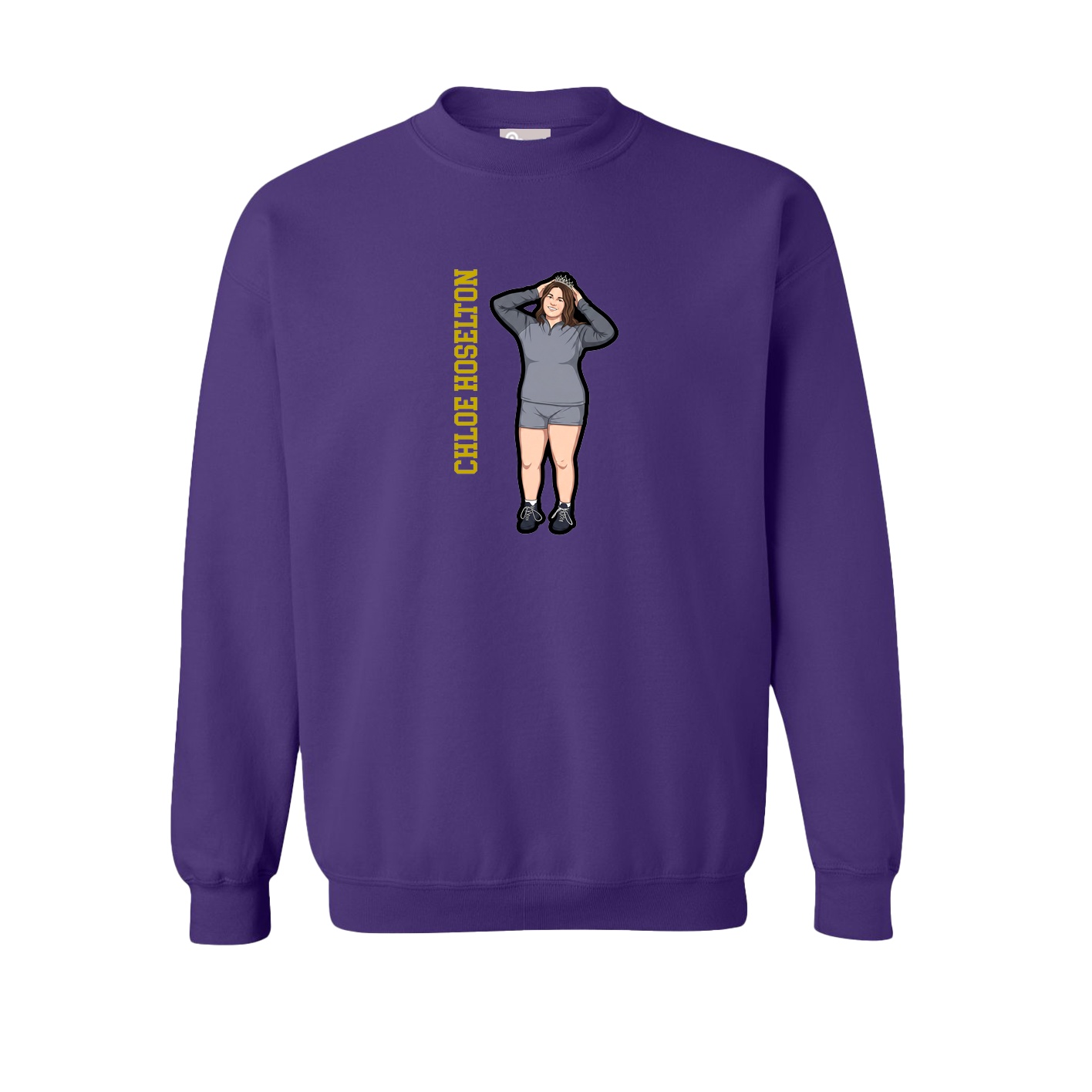 Fleece Crew — Name Vertical in Purple