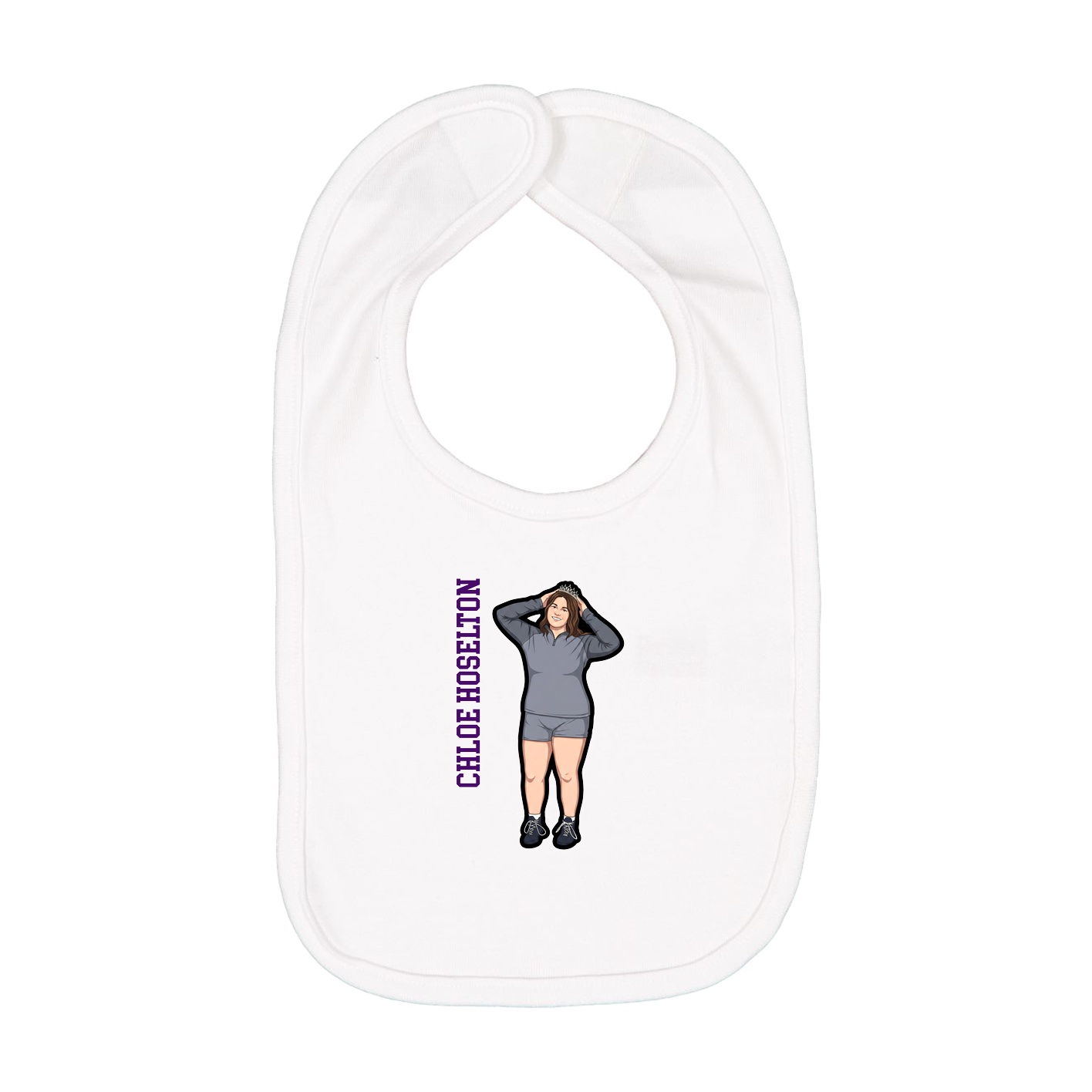 Infant Bib — Name Vertical in White