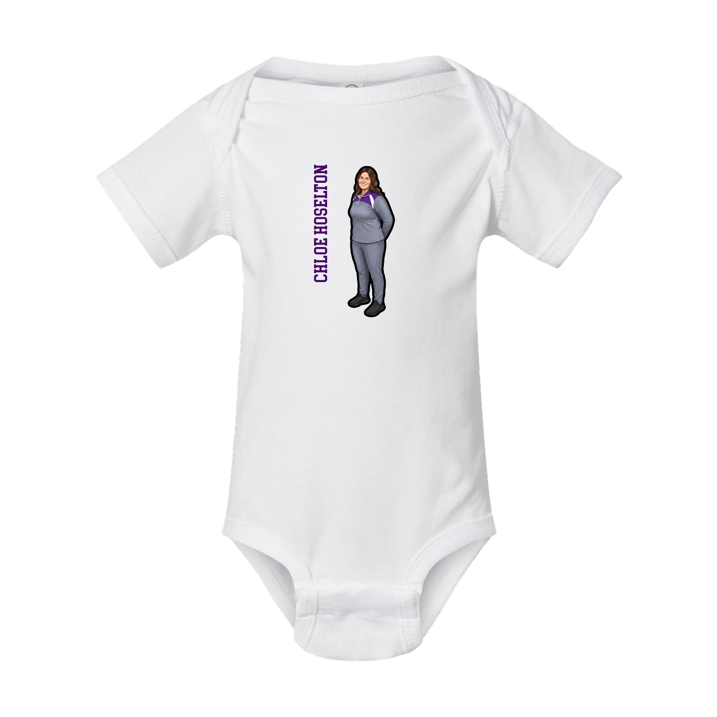 Baby Onesie — Name Vertical in White
