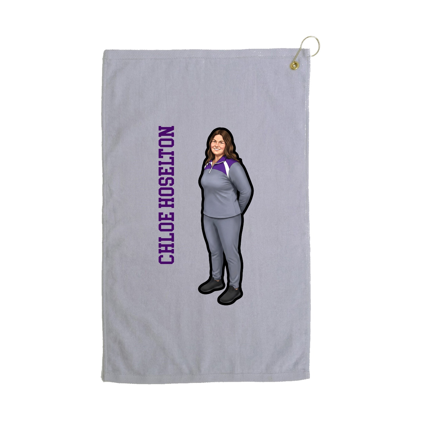 Golf Towel — Name Vertical in Grey