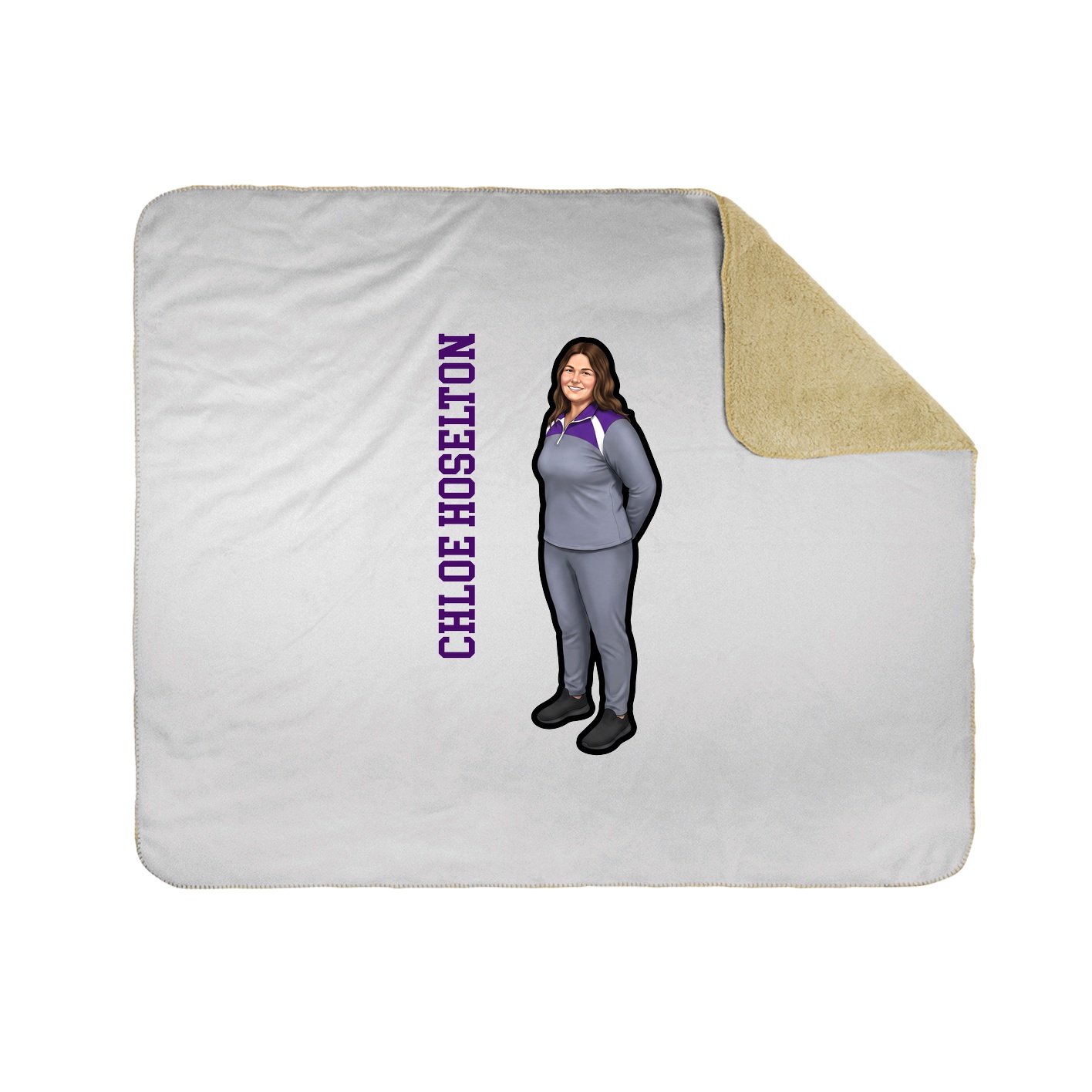 Throw Blanket — Name Vertical in White