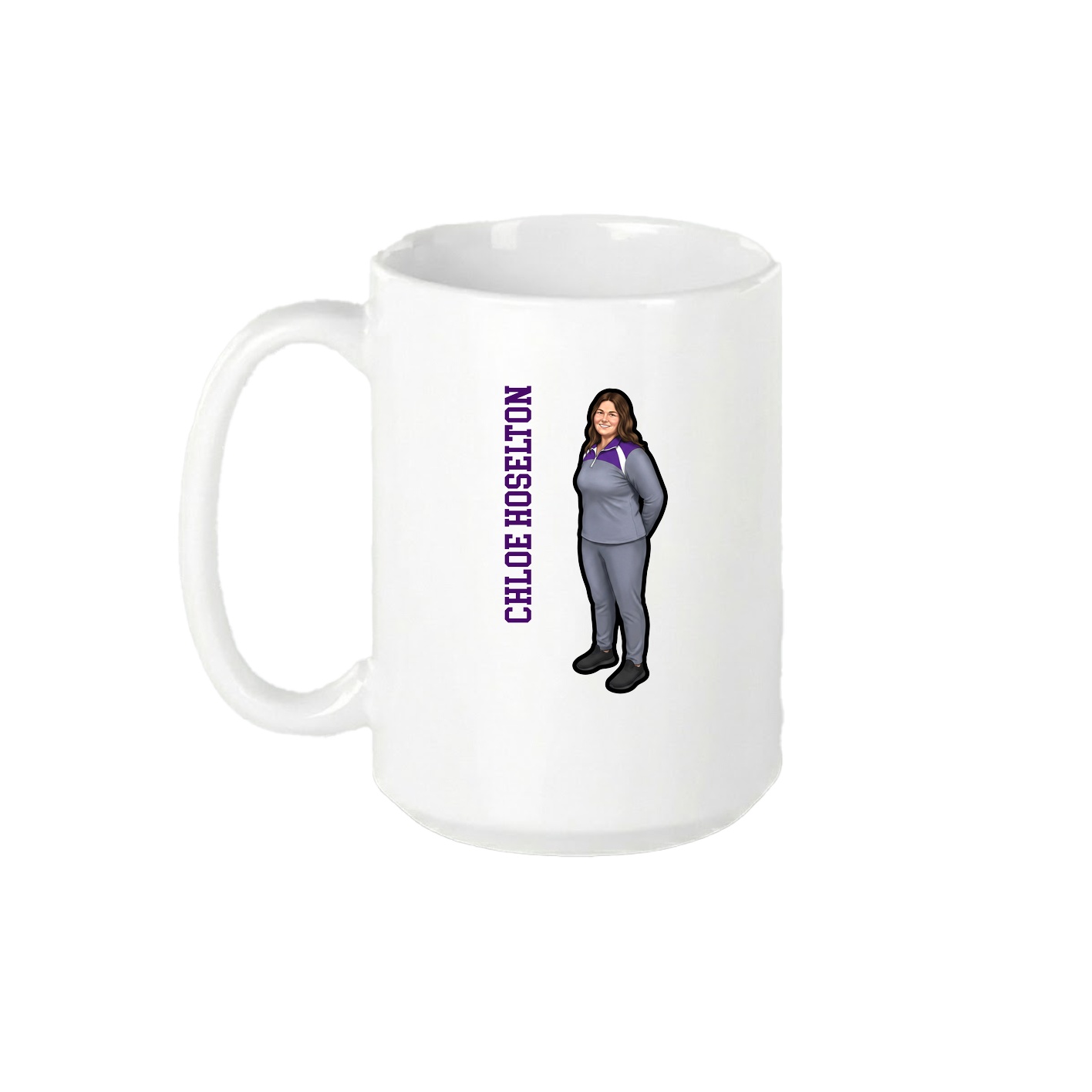 15oz Coffee Mug — Name Vertical in White