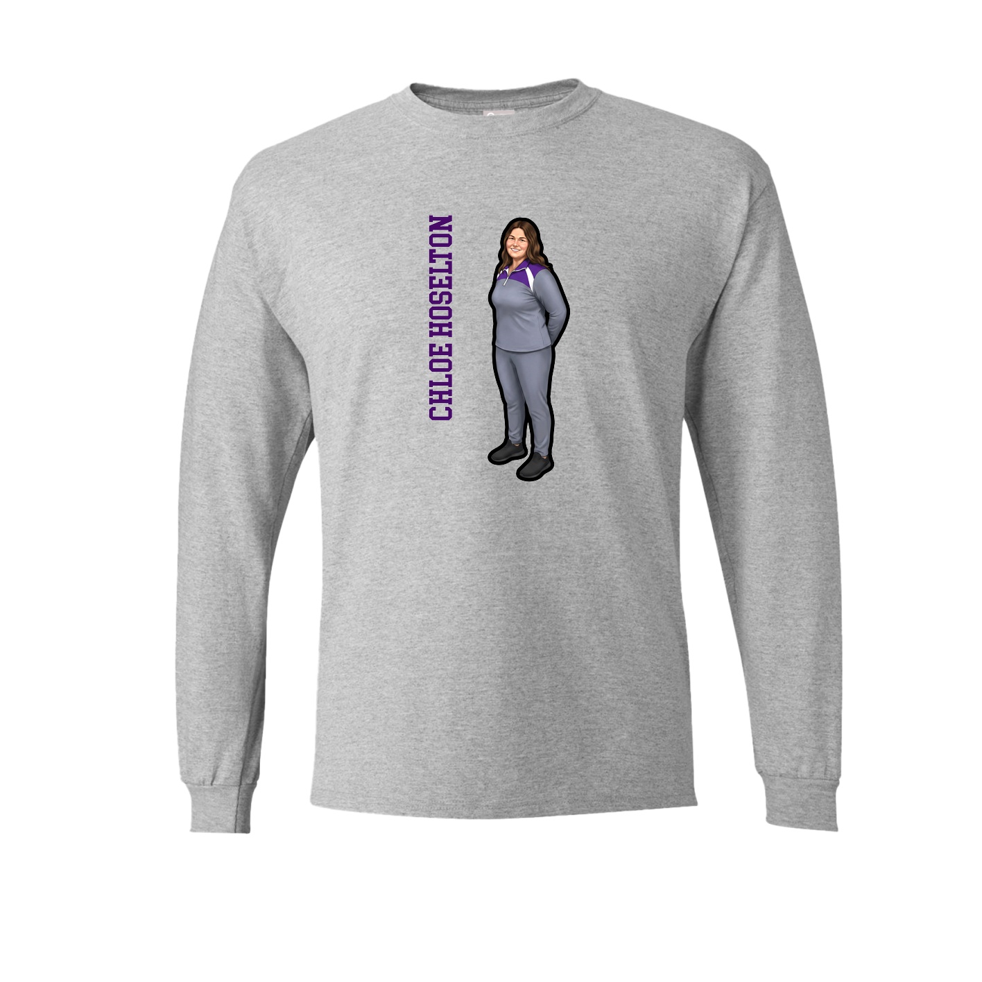 Long Sleeve Tee — Name Vertical in Grey