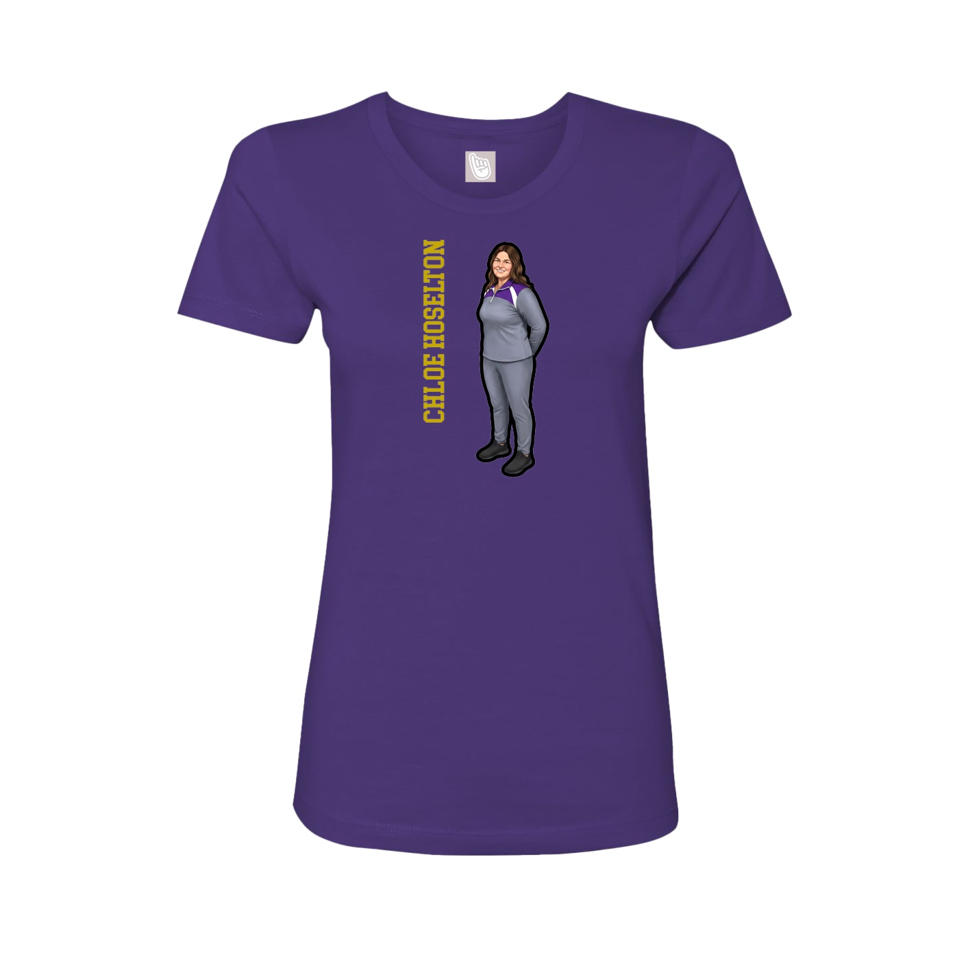 Womens Tee — Name Vertical in Purple