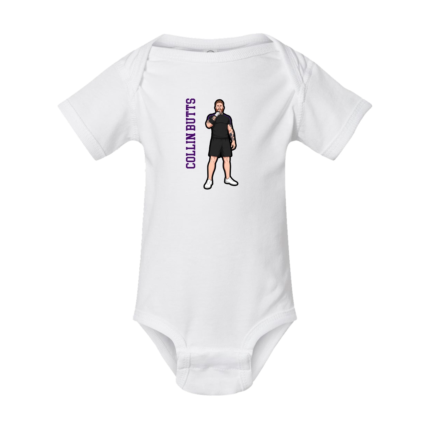 Baby Onesie — Name Vertical in White