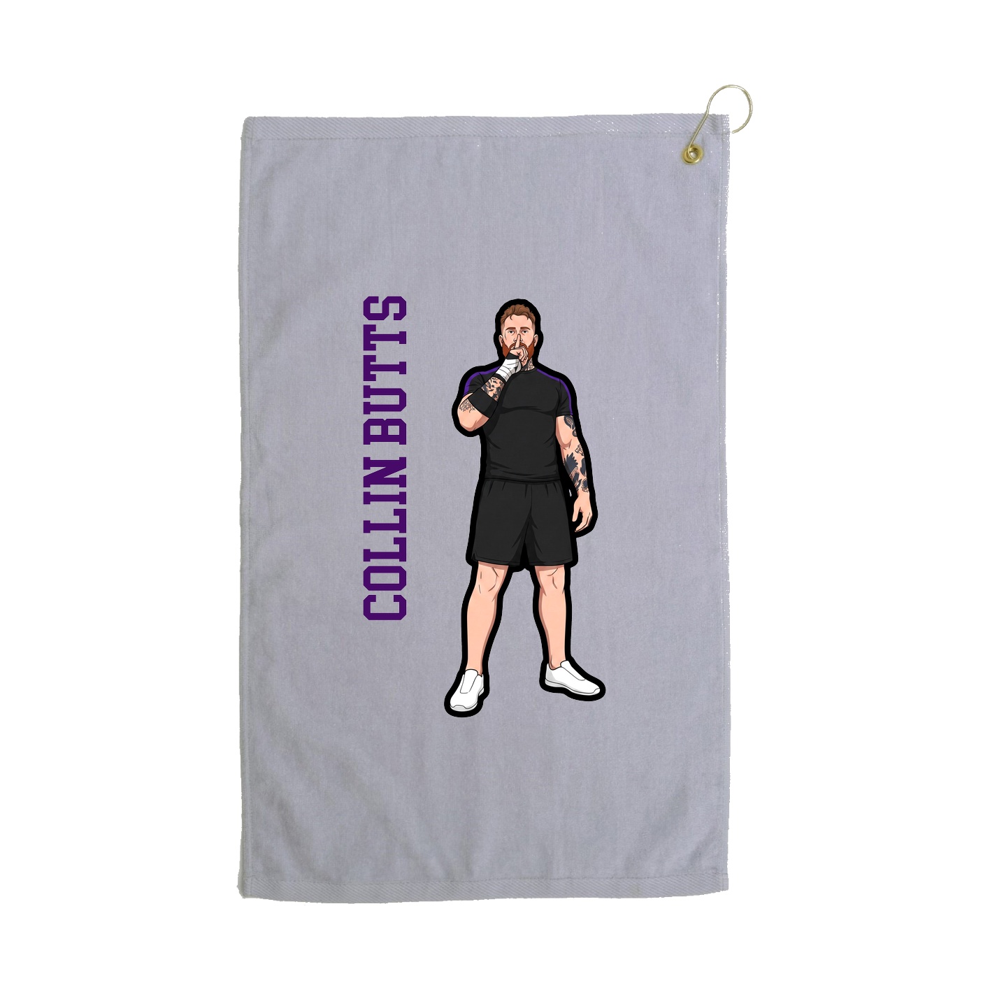 Golf Towel — Name Vertical in Grey
